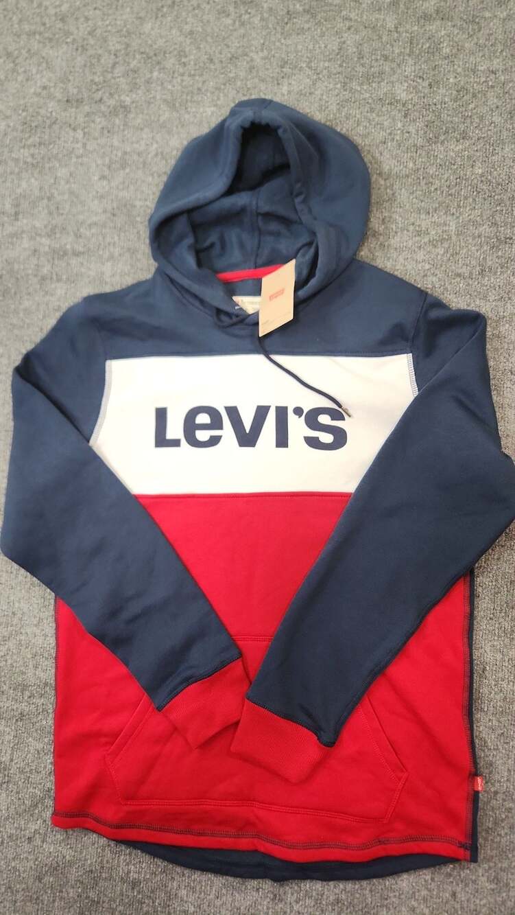 Levi's Colorblock Logo Hoodie Navy White Red Size M